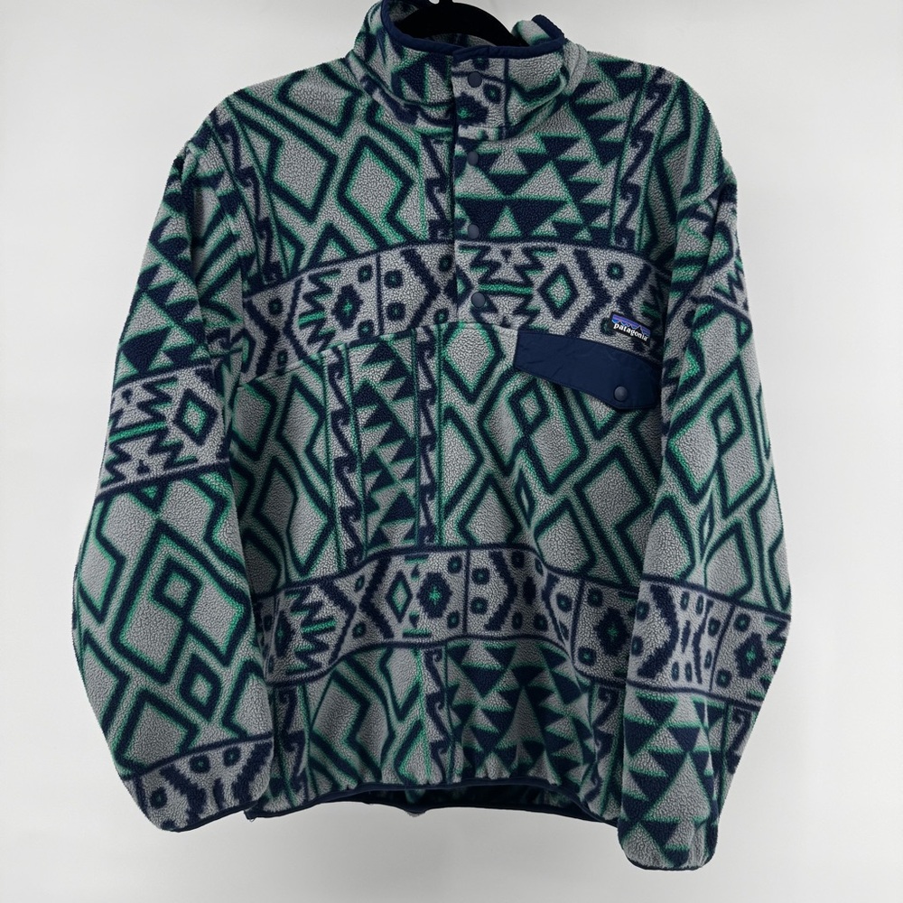 Vintage Patagonia Mens Synchilla Snap-T Fleece Pullover Aztec Tribal Pattern SzS - Picture 2 of 10